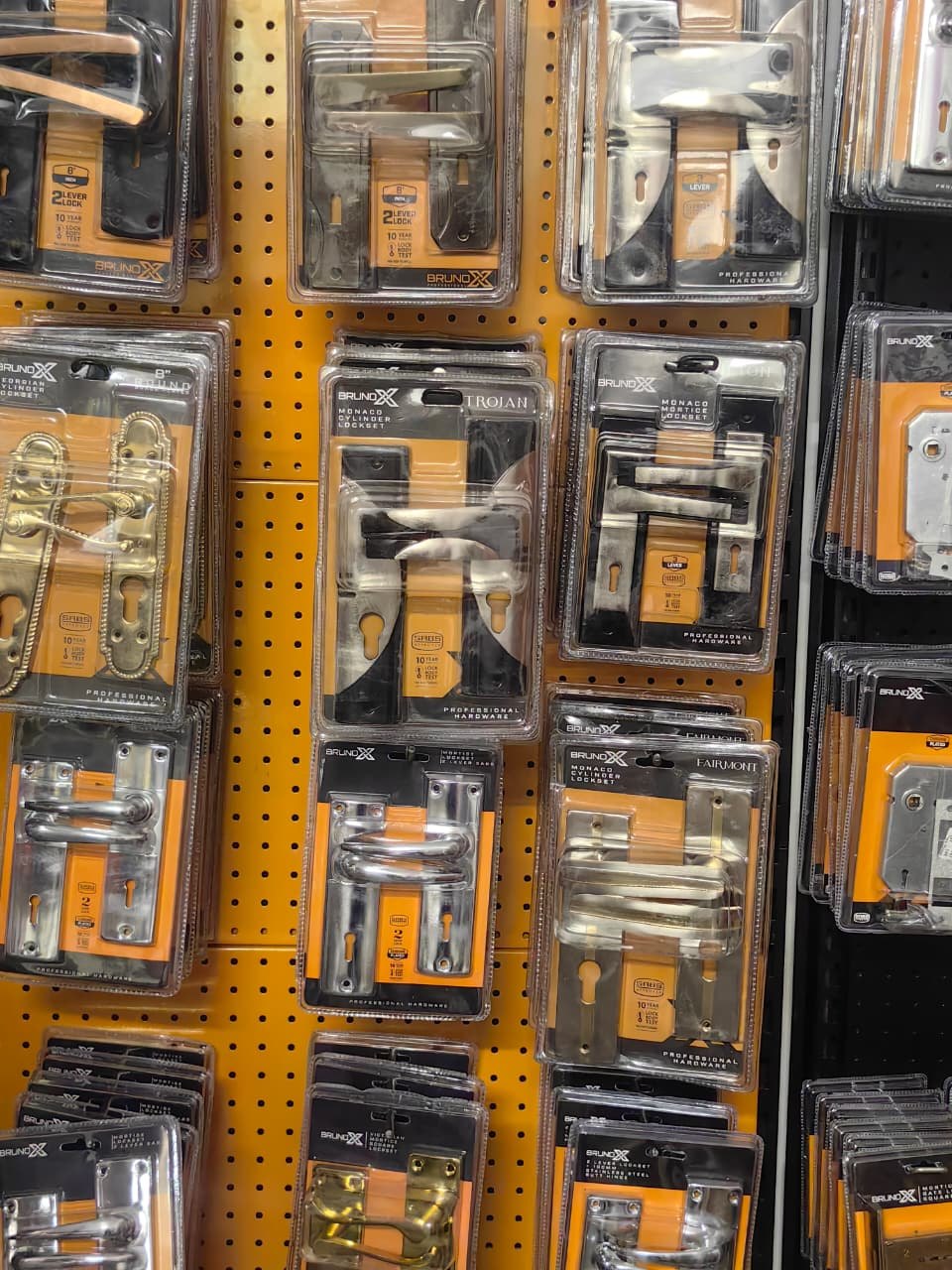 Door locks, handles and hinges