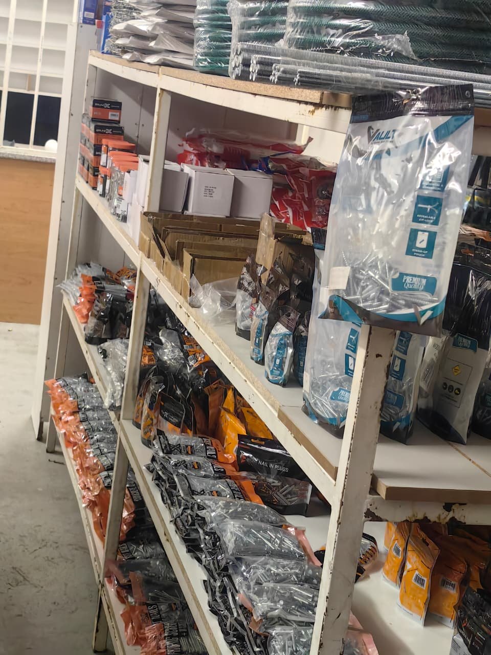 Hardware products arranged on store shelves